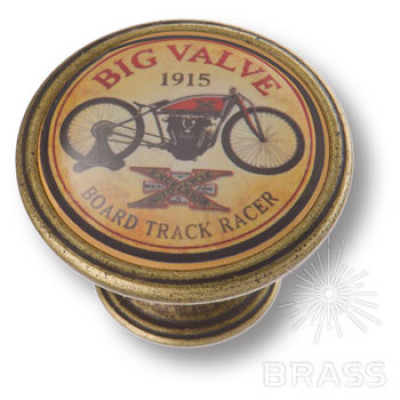 Ручка кнопка big valve 1915, американская дорога - мотороллер, старая бронза