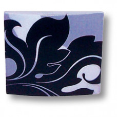 Ручка кнопка квадратная модерн, растительный орнамент черного цвета на белом фоне