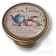Ручка кнопка - tea time, старая бронза