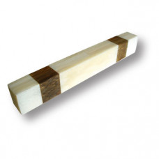 Ручка скоба, цвет - слоновая кость, дополненная вставками из древесины 96 мм