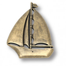 Накладка декоративная в форме парусника морская коллекция, старая бронза