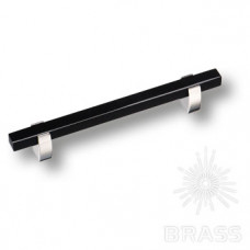 Ручка скоба, глянцевый хром с чёрной вставкой 128 мм