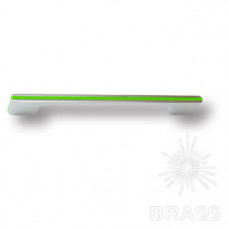Ручка скоба модерн, глянцевый хром с зелёной вставкой 160 мм