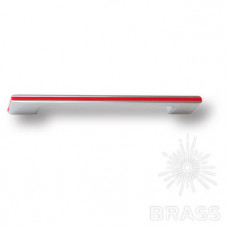 Ручка скоба модерн, глянцевый хром с красной вставкой 160 мм