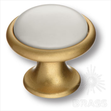 Ручка кнопка керамика с металлом, кремовый/матовое золото