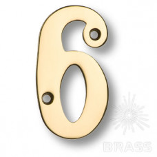 Номер на дверь, цифра "6", латунь