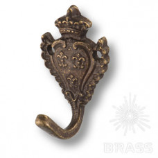 Крючок, выполнен из латуни, цвет покрытия - античная бронза
