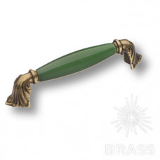 Ручка скоба керамика с металлом, зелёный/старая бронза 128 мм