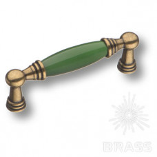 Ручка скоба керамика с металлом, зелёный/старая бронза 96 мм