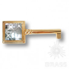 Ключ мебельный с кристаллом swarovski, глянцевое золото 24k
