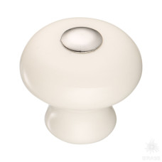 Ручка кнопка керамика с металлом, белый/глянцевый хром Ручка кнопка керамика с металлом, белый/глянцевый хром