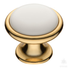 Ручка кнопка, глянцевое золото/белый Ручка кнопка, глянцевое золото/белый