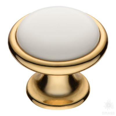 Ручка кнопка, глянцевое золото/белый