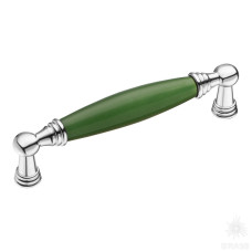 1160-10-128-GREEN Ручка скоба керамика с металлом, зелёный/глянцевый хром 128 мм 1160-10-128-GREEN Ручка скоба керамика с металлом, зелёный/глянцевый хром 128 мм