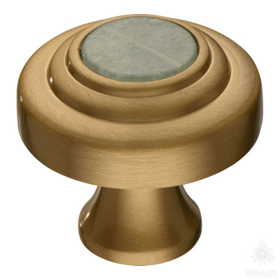 Ручка кнопка, сатинированная латунь