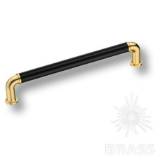 Ручка скоба модерн, глянцевое золото/чёрный 160 мм