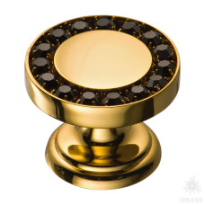 Ручка кнопка с кристаллами Swarovski, глянцевое золото