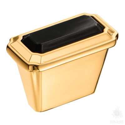 Ручка кнопка, глянцевое золото/чёрный 16 мм