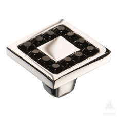 Ручка кнопка с кристаллами Swarovski, глянцевый хром