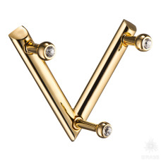 Крючок трехрожковый с кристаллами Swarovski, глянцевое золото