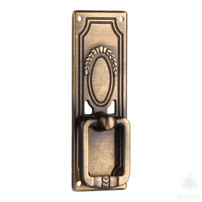 Ручка кольцо на подложке классика, старая бронза