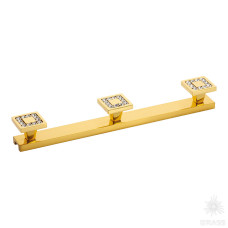 Крючок трехрожковый с кристаллами Swarovski, глянцевое золото