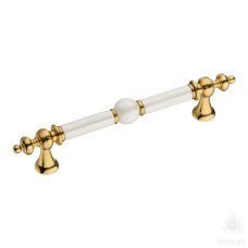 Ручка скоба современная классика, глянцевое золото 128 мм