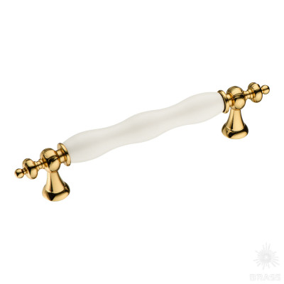 Ручка скоба, глянцевое золото/белый 128 мм Ручка скоба, глянцевое золото/белый 128 мм