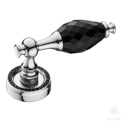 Ручка дверная, латунь, глянцевый хром/чёрный