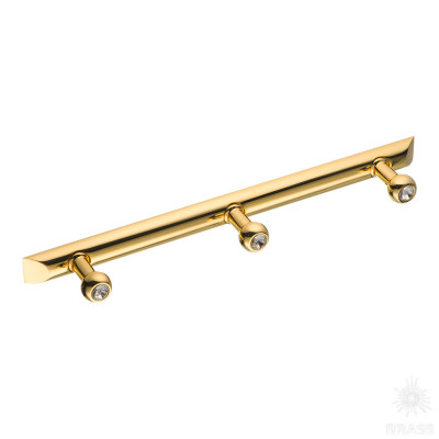 Крючок трехрожковый с кристаллами Swarovski, глянцевое золото