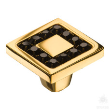 Ручка кнопка с кристаллами Swarovski, глянцевое золото