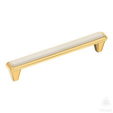 Ручка скоба, глянцевое золото/белый 128 мм