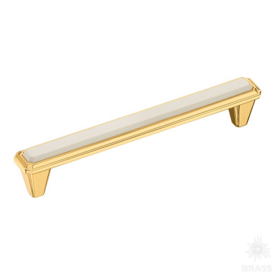 Ручка скоба, глянцевое золото/белый 128 мм