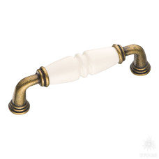 Ручка скоба с керамикой, белый/старая бронза 96 мм Ручка скоба с керамикой, белый/старая бронза 96 мм